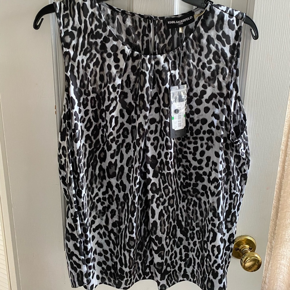 NWT Karl Lagerfeld leopard blouse